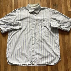 Turnbull & Asser Men's 15.5-32 Blue/Yellow Striped Dress Shirt,100% Cotton,U.K